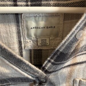 American Eagle Outfitters Plaid Button-Down Shirt - Black and White